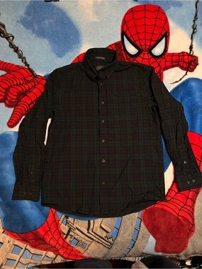 Pendleton men’s navy and green plaid button down shirt size medium